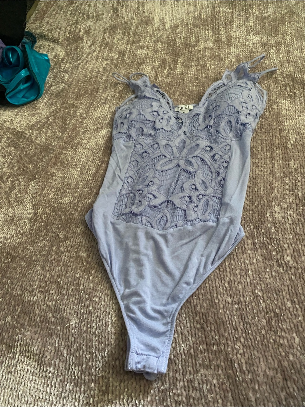 Lace Bodysuit in Lavender Blue